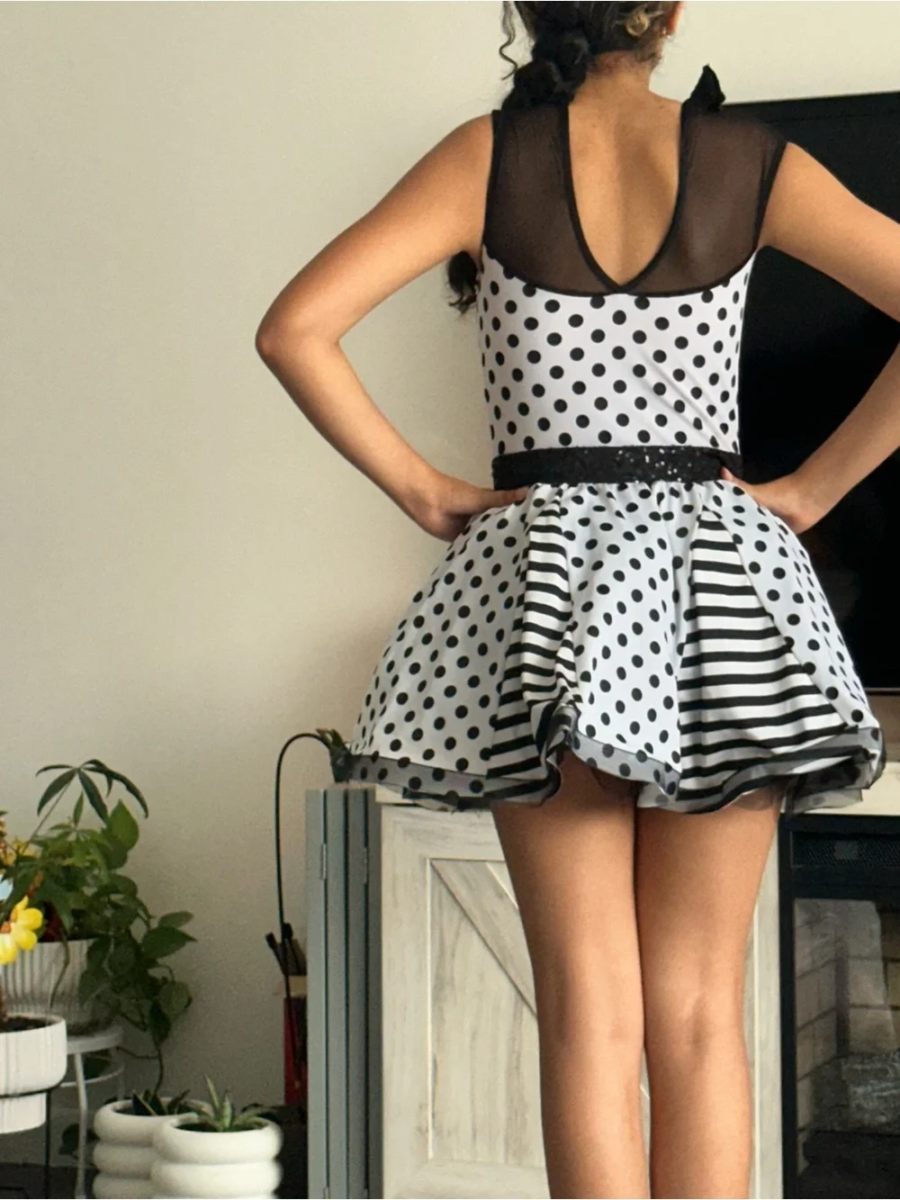 Black & White Polka Dot Party Dress for Girls